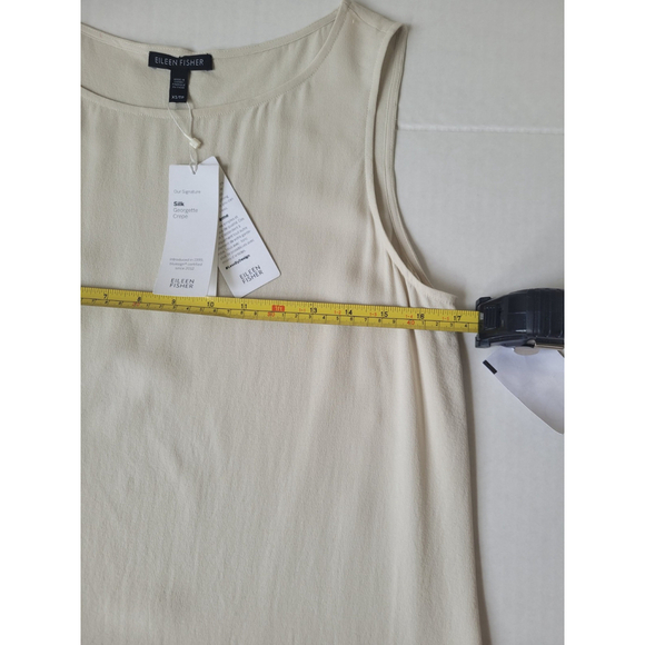 Eileen Fisher Sand Silk Sleevless Georgette Crepe Size XS $218 - Picture 6 of 9